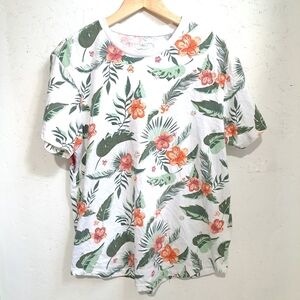 Aeropostale | White tropical pattern men's crew neck t shirt